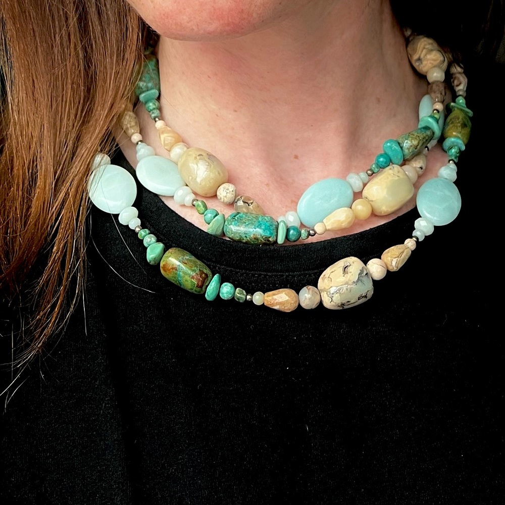 Three-strand polished stone necklace | NWOT
